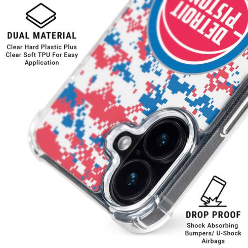 NBA Detroit Pistons Digi Camo iPhone 16 Plus Clear Case