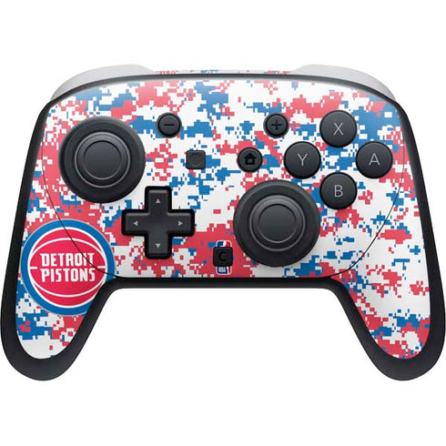 NBA Detroit Pistons Digi Camo Nintendo Switch 2 (2025) Pro Controller Skin