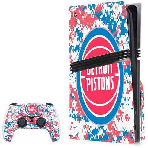 NBA Detroit Pistons Digi Camo PS5 Pro Disk Bundle Skin