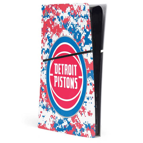 NBA Detroit Pistons Digi Camo PS5 Slim Digital Edition Console Skin