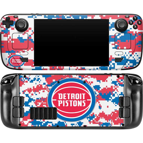 NBA Detroit Pistons Digi Camo Steam Deck Handheld Gaming Computer OLED Skin
