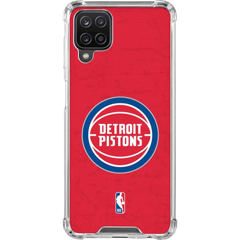 NBA Detroit Pistons Distressed Galaxy A12 Clear Case