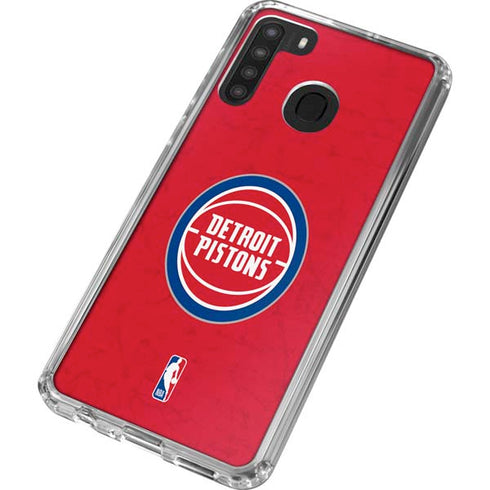 NBA Detroit Pistons Distressed Galaxy A21 Clear Case