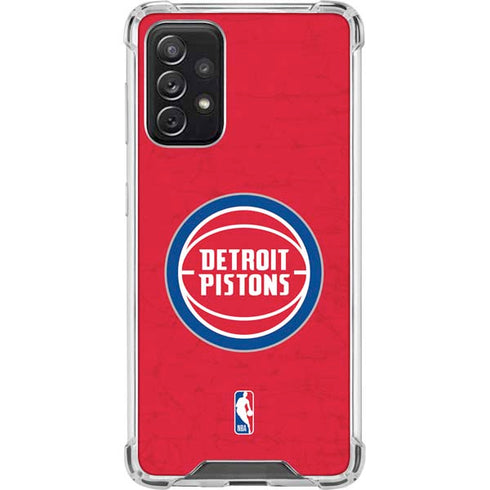 NBA Detroit Pistons Distressed Galaxy A72 5G Clear Case