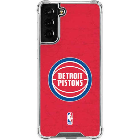 NBA Detroit Pistons Distressed Galaxy S21 FE Clear Case