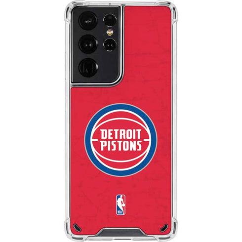 NBA Detroit Pistons Distressed Galaxy S21 Ultra 5G Clear Case