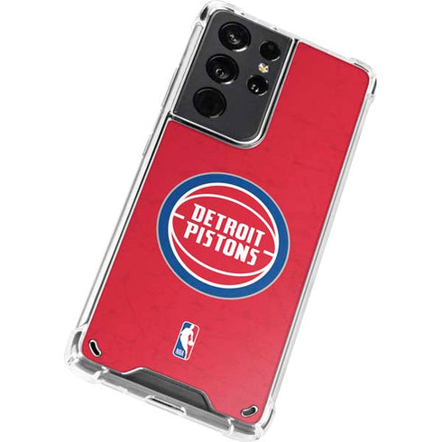 NBA Detroit Pistons Distressed Galaxy S21 Ultra 5G Clear Case