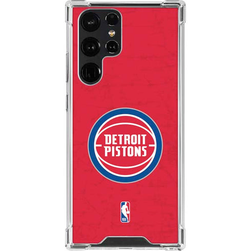 NBA Detroit Pistons Distressed Galaxy S22 Ultra Clear Case
