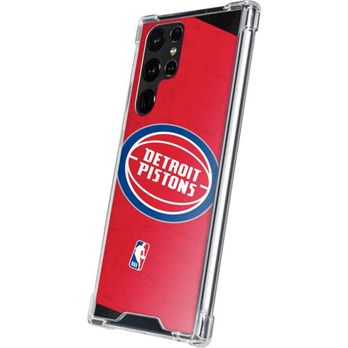 NBA Detroit Pistons Distressed Galaxy S22 Ultra Clear Case