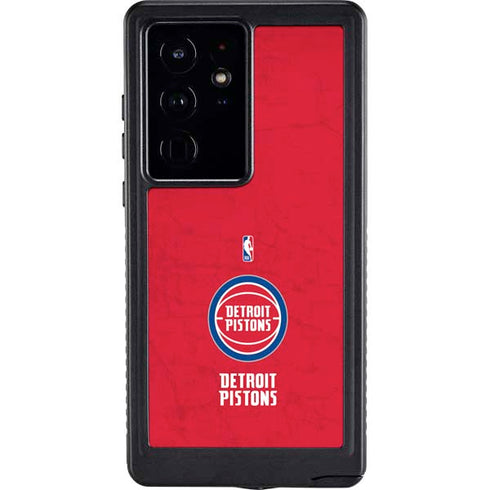 NBA Detroit Pistons Distressed Galaxy S24 Ultra Waterproof Case
