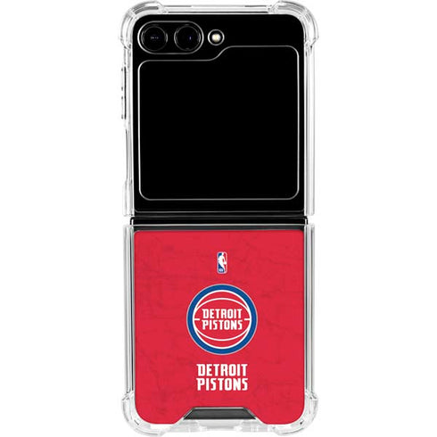 NBA Detroit Pistons Distressed Galaxy Z Flip5 5G Clear Case