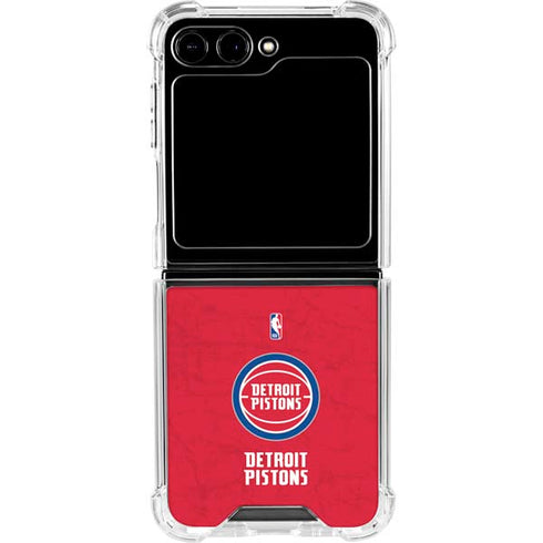 NBA Detroit Pistons Distressed Galaxy Z Flip6 Clear Case