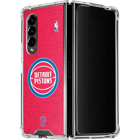 NBA Detroit Pistons Distressed Galaxy Z Fold4 5G Clear Case