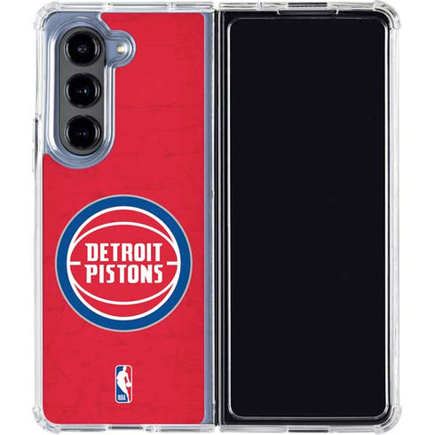 NBA Detroit Pistons Distressed Galaxy Z Fold5 5G Clear Case