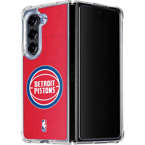 NBA Detroit Pistons Distressed Galaxy Z Fold5 5G Clear Case