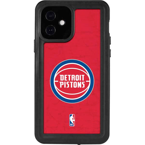 NBA Detroit Pistons Distressed iPhone 12 Waterproof Case