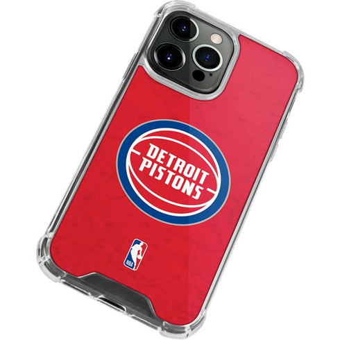 NBA Detroit Pistons Distressed iPhone 13 Pro Max Clear Case