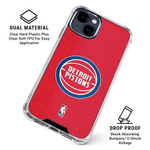 NBA Detroit Pistons Distressed iPhone 14 Plus Clear Case