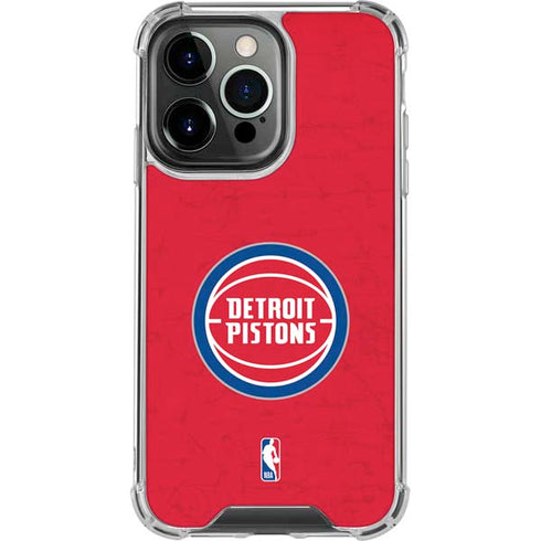 NBA Detroit Pistons Distressed iPhone 14 Pro Clear Case