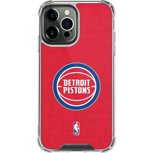 NBA Detroit Pistons Distressed iPhone 14 Pro Max Clear Case