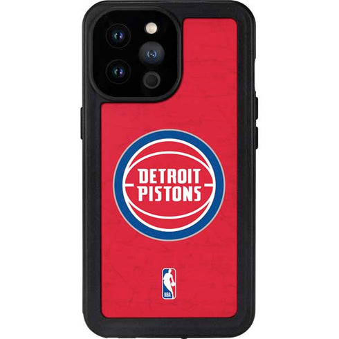 NBA Detroit Pistons Distressed iPhone 14 Pro Max Waterproof Case