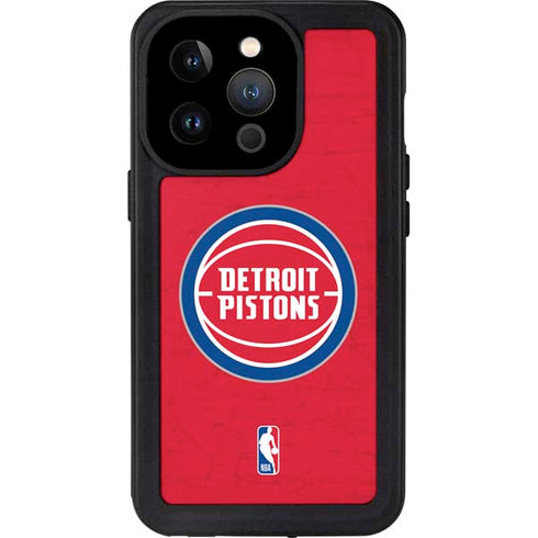 NBA Detroit Pistons Distressed iPhone 14 Pro Waterproof Case