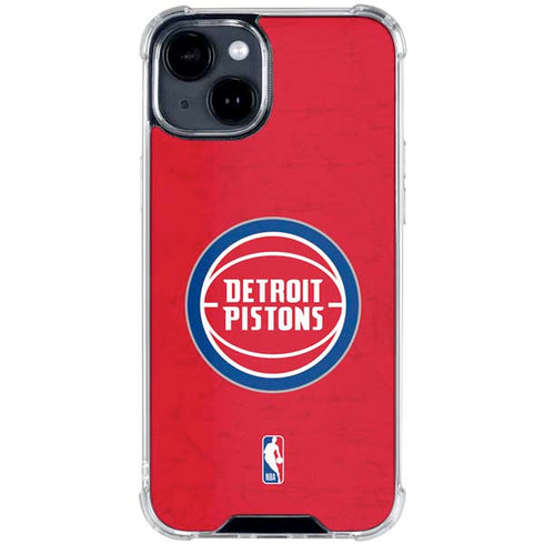 NBA Detroit Pistons Distressed iPhone 15 Plus Clear Case