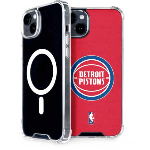 NBA Detroit Pistons Distressed iPhone 15 Plus MagSafe Case