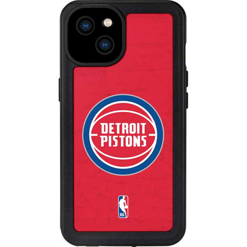 NBA Detroit Pistons Distressed iPhone 15 Plus Waterproof Case