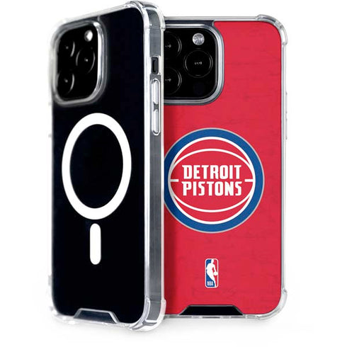 NBA Detroit Pistons Distressed iPhone 15 Pro Max MagSafe Case