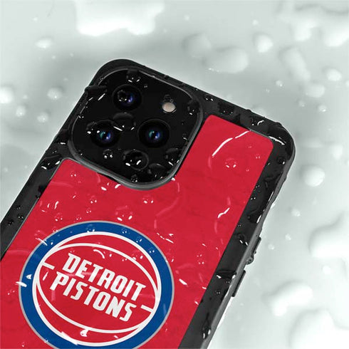 NBA Detroit Pistons Distressed iPhone 15 Pro Waterproof Case