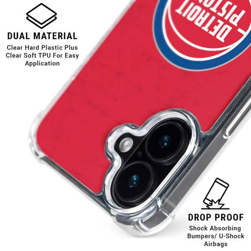 NBA Detroit Pistons Distressed iPhone 16 Clear Case