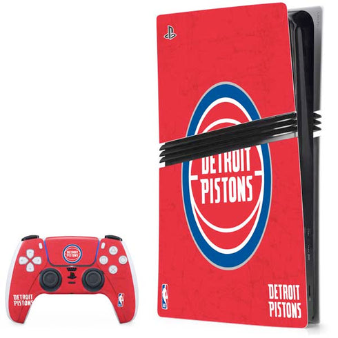 NBA Detroit Pistons Distressed PS5 Pro Bundle Skin