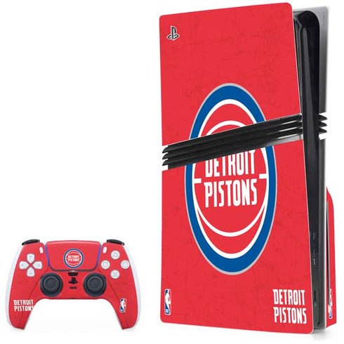 NBA Detroit Pistons Distressed PS5 Pro Disk Bundle Skin