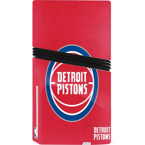 NBA Detroit Pistons Distressed PS5 Pro Disk Console Skin