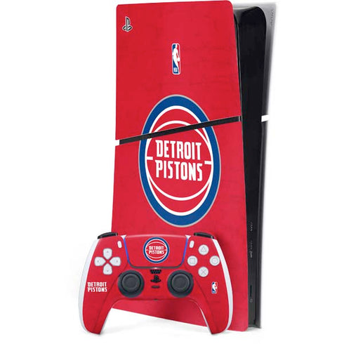 NBA Detroit Pistons Distressed PS5 Slim Digital Edition Bundle Skin