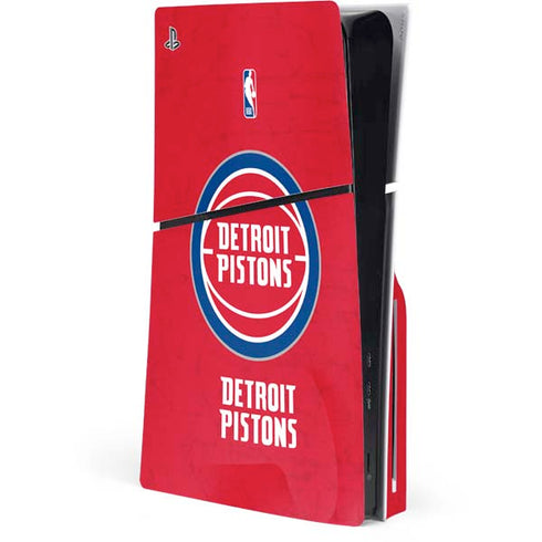 NBA Detroit Pistons Distressed PS5 Slim Disk Console Skin