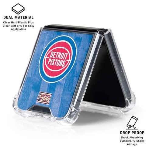 NBA Detroit Pistons Hardwood Classics Galaxy Z Flip7 Clear Case