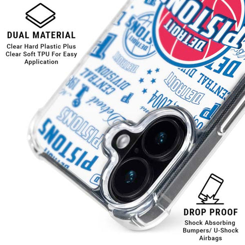 NBA Detroit Pistons Historic Blast iPhone 16 Plus Clear Case