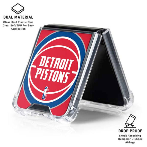 NBA Detroit Pistons Large Logo Galaxy Z Flip6 Clear Case