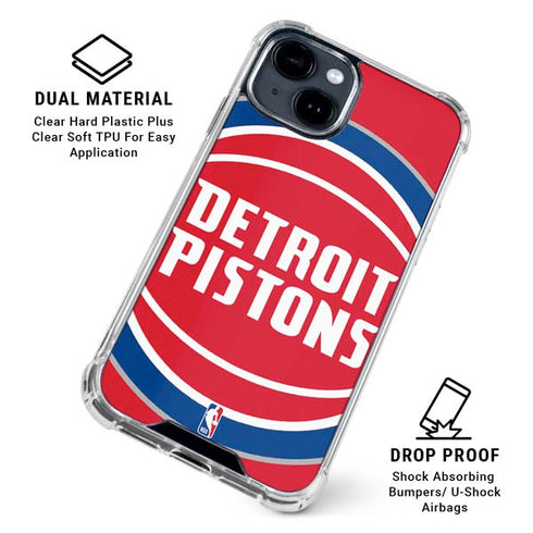 NBA Detroit Pistons Large Logo iPhone 15 Clear Case