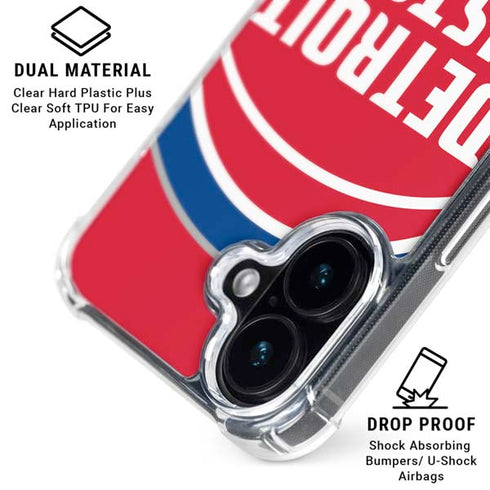 NBA Detroit Pistons Large Logo iPhone 16 Clear Case