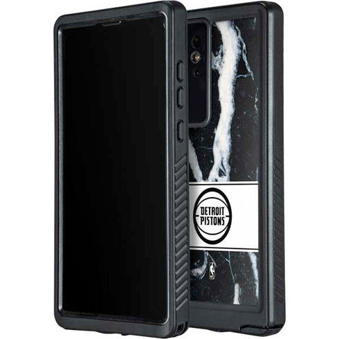 NBA Detroit Pistons Marble Galaxy S24 Ultra Waterproof Case
