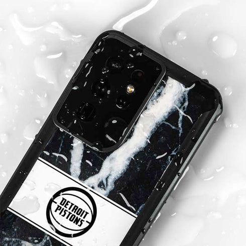 NBA Detroit Pistons Marble Galaxy S24 Ultra Waterproof Case