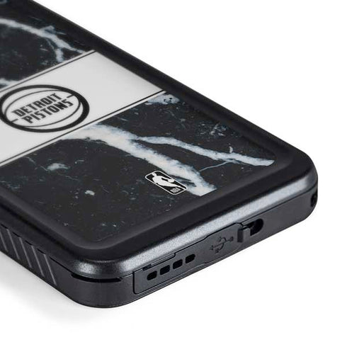 NBA Detroit Pistons Marble Galaxy S24 Waterproof Case