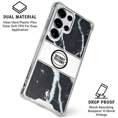 NBA Detroit Pistons Marble Galaxy S25 Ultra Clear Case