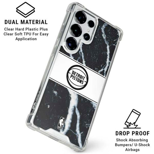 NBA Detroit Pistons Marble Galaxy S26 Ultra Clear Case