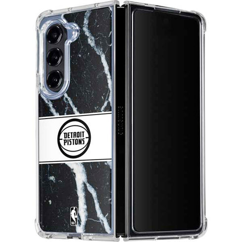 NBA Detroit Pistons Marble Galaxy Z Fold5 5G Clear Case