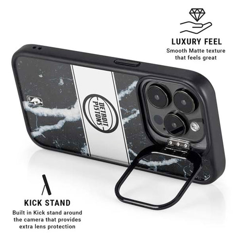 NBA Detroit Pistons Marble iPhone 14 Pro Max Kickstand Case