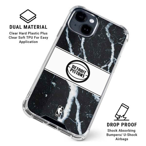 NBA Detroit Pistons Marble iPhone 15 Clear Case